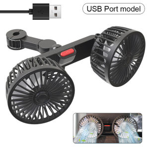Car Rear Usb Dual-head Fan Car Rear Seat Small Fan 12V24V Powerful Cooling Car Air Conditioning Cooling