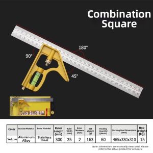 FXUP 3 trong 1 Thước đo đa năng Thước thủy 300mm Thước vuông có thể điều chỉnh Chức năng Thiết kế trượt Thước vuông định hình Dành cho nghề chế biến gỗ