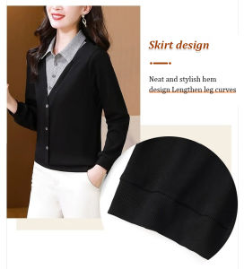 Mom fake collar wool fashion top thread Slim sweater temperament  womens bottoming shirt