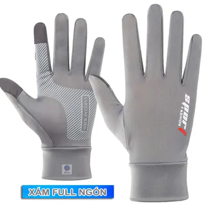 Găng tay lái xe chất liệu lụa lạnh chống nắng câu cá đi xe đạp có khả năng chống trượt