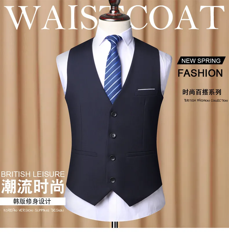 Really Stock】Men's business casual slim fit vest sleeveless British suit  casual best man vest Asian size S-6XL