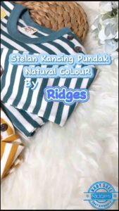 Setelan Baju Bayi Pendek Kancing Pundak Salur Stripes Misty Longivenes Natural Colours / Baju Santai Anak / Setelan Oblong Anak Ridges