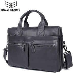 Royal Bagger Fashion Europe Genuine Cow Leather Men Big Briefcase Laptop Computer Handbag Business Shoulder Bags Casual Cowhide Messenger Bags