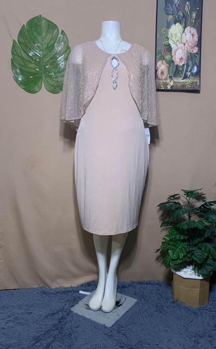 Beige Wedding Bridal Ninang Sponsor Debut Women's Bodycon Dress Formal |  Lazada PH