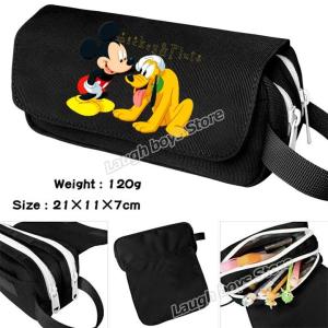 Christmas gifts Mickey Mouse Double Deck Pencil Case Disney Anime Waterproof High-capacity Makeup Bag Fashion Kawaii Handbag Boy Girl Xmas Gift