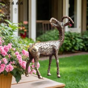 ZZ🔥🔥🔥 1ชิ้นของตกแต่งโต๊ะในบ้านสำนักงานบ้านทองเหลืองย้อนยุคโลหะแพะเครื่องประดับงานฝีมือรูปปั้นสัตว์เลี้ยงชา