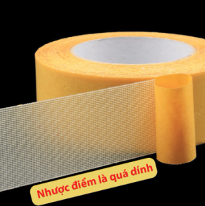 【MỚI】( KEO VẢI 2 MẶT TEM VÀNG ) Cuộn Băng Keo 2 Mặt Vải Lưới Siêu Dính Không Để lại Vết Keo