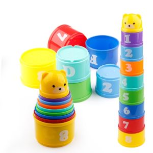 Mainan Anak Bayi Tower Puzzle Susun Stacking Cup Cangkir Warna
