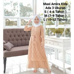 Pakaian Gamis Anak Wanita Terbarut/Maxi Amira Kids 3 Size S-M-L/Dress Formal kids kekinian
