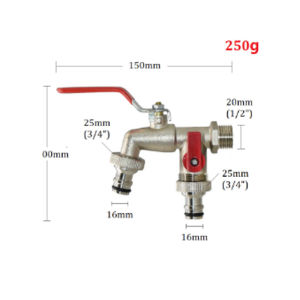 (SALE LỚN) 🐬1 trong 2 ra vòi bền Vòi chống ăn mòn máy giặt van bi vòi 3/4in đầu vào cho tưới tiêu cho ngoài trời