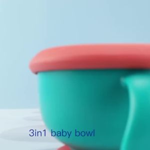 Bc Babycare Baby 3-in-1 Feeding/Snack/Soup Straw Bowl with Suction Portable Handle Tableware with Lid