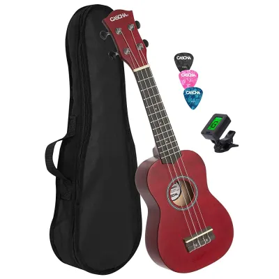 21 Inch Soprano Ukulele Beginner Starter Black Color Italy Aquila String Linden body High quality