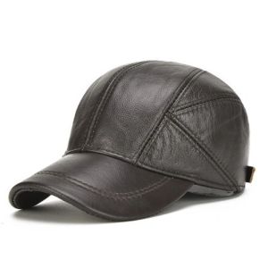 Hot Sale Casual Real Leather Earflap Cap Mens Real Cowhide Leather Caps Male Fall Winter Genuine Real Cow Leather Baseball Hats2026