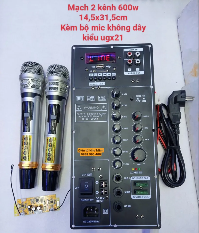 Mạch loa kéo công suất lớn 600w 4 tấc đôi kích thước 14,5cm x 31 ...