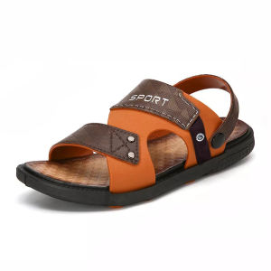 Sandal Slop Pria Casual Kekinian Kulit Import Premium Tali Belakang Sendal Khamzo K10 Slide Slop Santai Kasual