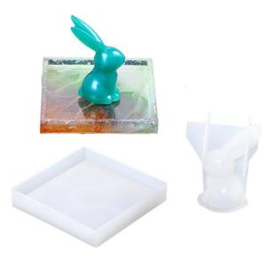 DIY Rabbit Storage Tray Mould Plate Epoxy Resin Casting Mould Desktop Decoration Silicone Mold Easy to Clean