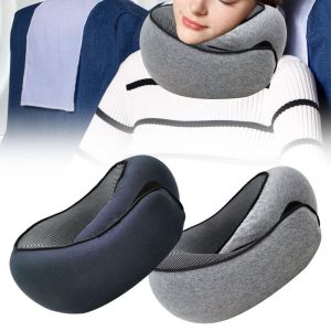 JUTBONG Soft Travel Neck Pillow Adjustable U-shaped Memory Foam Pillow Portable Supports Head Neck and Chin Camping Sleeping Cushion