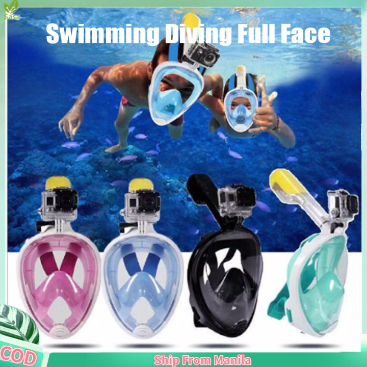【Sasa】Swimming Diving Full Face Snorkel Scuba Anti-Fog Mask Surface