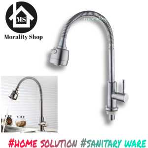 kran angsa fleksibel tanam meja wastafel dapur cuci piring stainless doff FV20 engkol stik minimalis