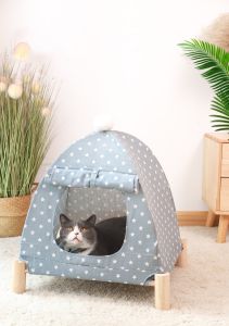 "SG seller" Pet House Multifunctional 3-in-1 Cat Pet Bed Cat Hammock Solid Wood Cat Can Be Removed and Washed Four Seasons Universal Solid Wood Canvas Line Army Bed Hammock Dog Nest