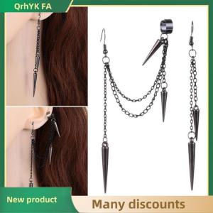 🔔🔔🔔QA Men Retro Black Tassel Chain Long Earrings Punk Earrings Hiphop Earrings For Women Gothic Party Jewelry