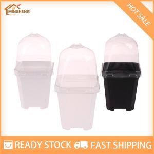 MIH ✨ COD ✨ 5pcs Square หม้อดอกไม้ขนาดเล็กที่มีความชื้นโดมต้นกล้าปลูกหม้อ