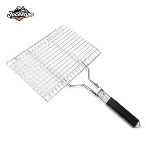 Folding Fish Grill Basket Stainless Steel Vegetable Grill Basket BBQ Grilling Basket 8.6*12.6 Inch for Household Outdoor Camping
