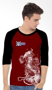 KAOS RAGLAN PRIA SABLON LUFFYY TOPI LOGO DTF \ KAOS RAGLAN PRIA LENGAN 3\4 ATASAN PRIA / KAOS MURAH / KAOS DISTRO / KAOS SIMPLE / T-SHIRT PRIA
