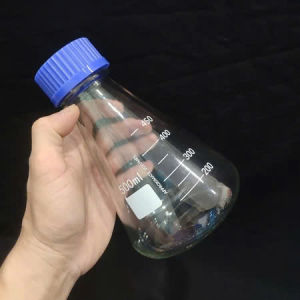 (Kiểu nắp vặn) Bình tam giác thủy tinh Erlen Flask nắp vặn xanh GL45 250 500 1000ml thí nghiệm