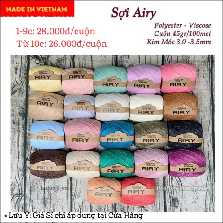 Sợi Airy móc nón mũ, túi xách - Sợi cọ Việt Nam