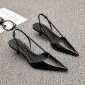 Giày Sandal Cao Gót Nữ Mũi Nhọn Quai Mảnh Da Bóng Cao Cấp Đế 5cm Slingback Thanh Lịch Kiểu Pháp CG21 Taoladyshoes. 