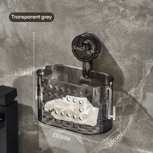 KEVE Suction Cup Toothbrush Holder Organizer Bathroom Storage Rack Hanging Transparent Basket