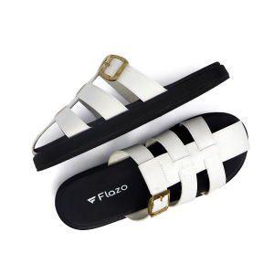 Flazo Sandal Flat Teplek Slipon Wanita Premium Black White