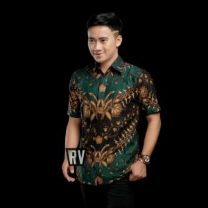 Terbaru Baju Batik PriaLengan Panjang Seragam Kantor Kain katun Motif Modern Kekinian HItam  Prakasa