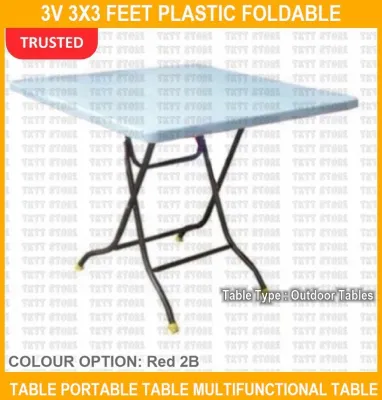 3v 3x3 Feet Plastic Foldable Table PORTABLE Table Multifunctional Table Meja Lipat Plastik Serbaguna