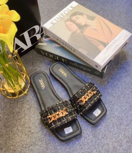 PROMO SANDAL SELOP FLAT ZARA RANTAI TWEET PREMIUM KEKINIAN KOREAN STYLE KODE A18B TERBARU