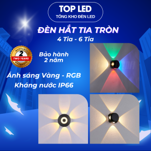 Đèn Tường Chống Nước Cao Cấp Hình Bông Hoa Phong Cách Vintage Bắc Âu | Đèn hắt tường tròn cao cấp 4 đầu 6 đầu Ánh sáng vàng/ RBG Đèn tường chiếu tia trang trí ngoài trời chống nước