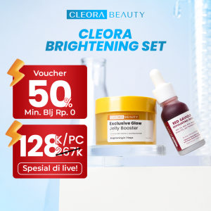 [𝐂𝐎𝐌𝐁𝐎 𝐇𝐄𝐌𝐀𝐓] Cleora Glowing Set Special Bundle 2in1 - Exclusive Glow Jelly Booster Vit C + Red Saviour Eksfoliasi Serum Peeling Solution Exfoliasi Wajah Moisturizer Paket Scincare Mencerahkan Mosturizer Skincare Dark Spot Acne Niacinamide