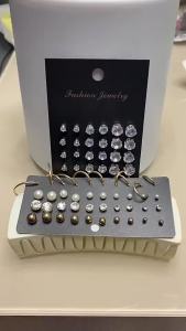 Luxury Zircon Gold Silver Pearl Stud Earrings Set for Women Hypoallergenic Jewelry Accessories