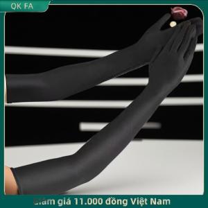 QK FA ✨ Cao đàn hồi Spandex mặt trời bảo vệ Găng tay dài bên hộp đêm hiệu suất đám cưới găng tay màu đen
