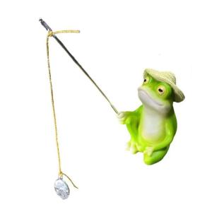 Vui ếch Panda câu cá điêu khắc nhựa đồ trang trí hình động vật cho cảnh quan sân vườn trang trí câu cá bức tượng thu nhỏ