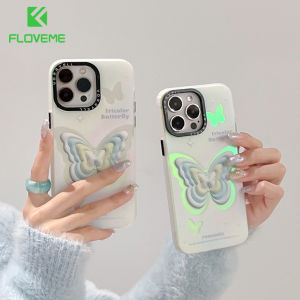 FLOVEME Cute Laser Butterfly Phone Case For iPhone 14 13 12 Pro Max 14 Plus INS Fashion Side Plating Keys Silicone Back Cover For iphone 14 13 12 11