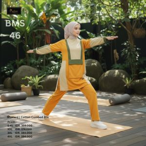 BELIEVE BMS 46 Hijab Sportwear / Setelan Kaos Olahraga Wanita Muslimah Bahan Katun Combed 20s / OUTFIT Sport Padel Joging Tennis Senam