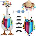 PAZNUL 9Pcs Tự làm Trang phục của ngỗng hiên nhà Mexico Màu sắc rực rỡ Polyester Bộ quần áo Lawn Goose Độc đáo Quần áo Garden Goose Đồ dùng tiệc tùng. 