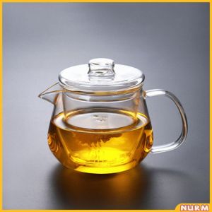 Nurm Borosilicate Glass Clear Cup With Lid and Tea Infuser Teapot 600ml and 500ml