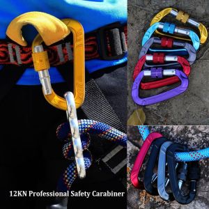 WININ Nhôm Móc khóa an toàn chuyên nghiệp Nhiều màu sắc 12KN Móc chìa khóa hình D Chất lượng cao Công cụ leo núi ngoài trời Thiết bị bảo hộ leo núi