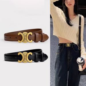 DFGFIN Gold Buckle Womens Leather Belt Thin Soft Faux Leather Designer Belts Vintage Western Design Waist Belt Jeans Pants Dresses