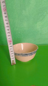 Combo 10 chén cơm gốm sứ chấm men viền xanh