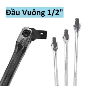 Cần Siết Lực Lắc Léo Đầu 1/2 Khớp Xoay 180 Độ Chiều Dài 38cm Thép CR-V Đặc Nguyên Khối Trọng Lượng 675 Gram