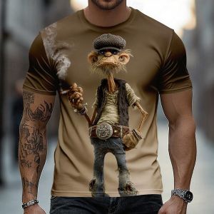 [Local Stock] VCC Mens Ombre Old Man T Shirt Short Sleeve T shirt 3D Print Crew Neck Shirt Funny Casual Daily Street Spring Summer Mens Clothing